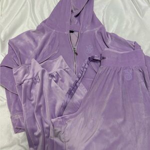 Victoria’s Secret Purple Velour Tracksuit with Zip-Up- LIKE NEW